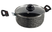 449880 - Berger Aluminium Kochtopf Stone Rock mit Glasdeckel 24 cm