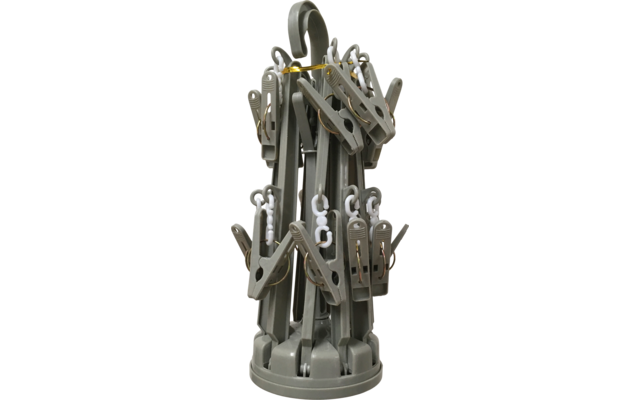 Drehsockel mit mehreren grauen und schwarzen Werkzeugen, darunter Schraubenschlüssel und Zangen, auf weißem Hintergrund