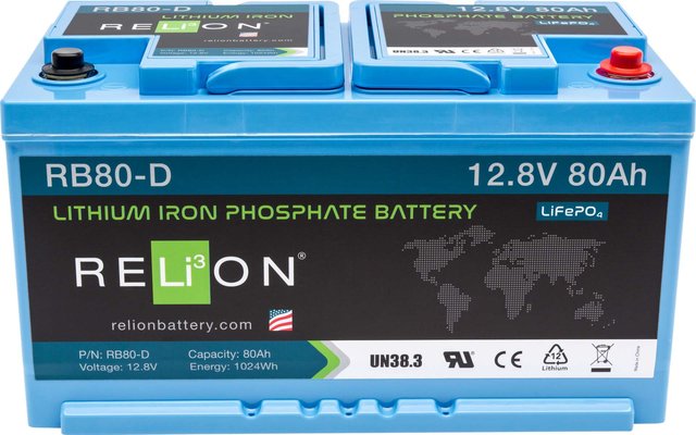 Relion Lithium-Ionen Batterie 12 V / 80 Ah