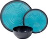 Flamefield Granite Geschirr-Set 12-tlg. aqua/schwarz für 4 Personen