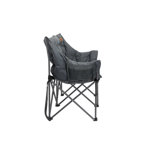 Faltbarer, grauer Klappstuhl mit Metallgestell