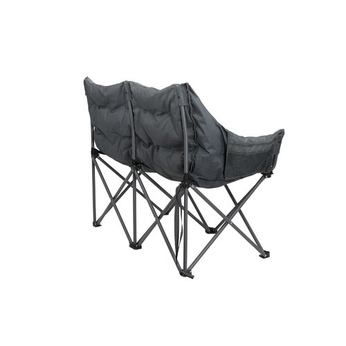 Zweiersitz Klappstuhl mit schwarzem Stoff und Metallgestell