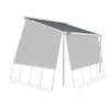 Wit tentframe met twee gespannen lichtgrijze doeken