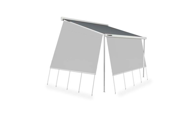 Wit tentframe met twee gespannen lichtgrijze doeken