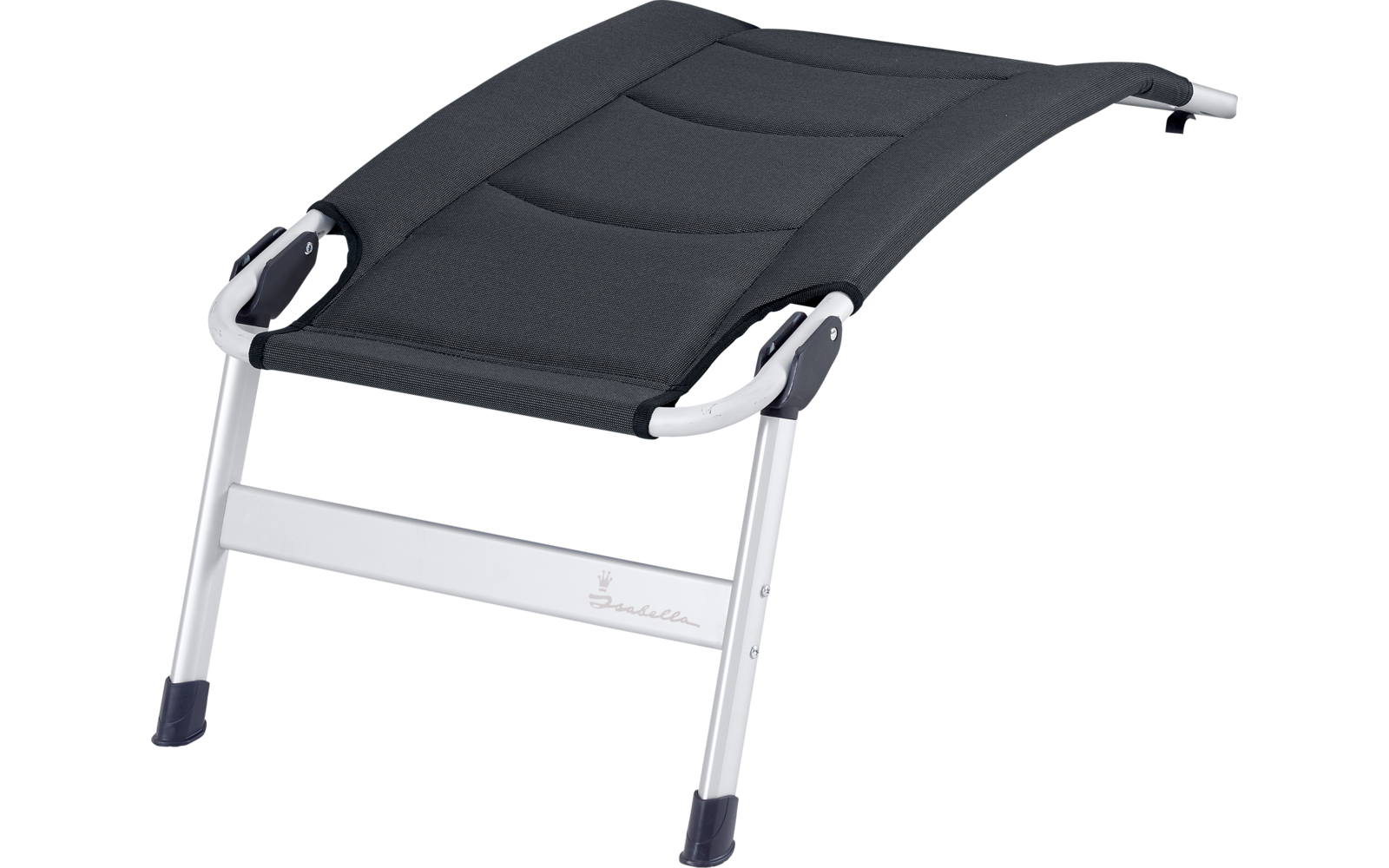 Black footrest with silver metal frame