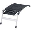Black footrest with silver metal frame