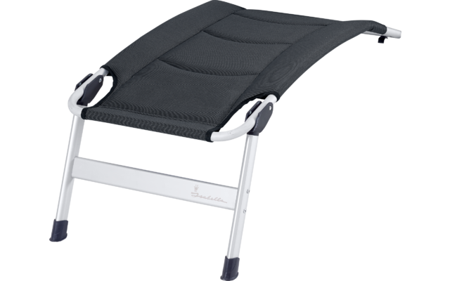 Black footrest with silver metal frame