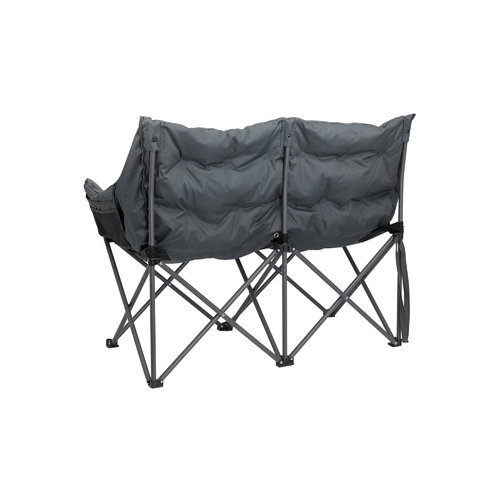 Zweistufiger klappbarer Gartenstuhl mit gepolstertem schwarzen Sitz