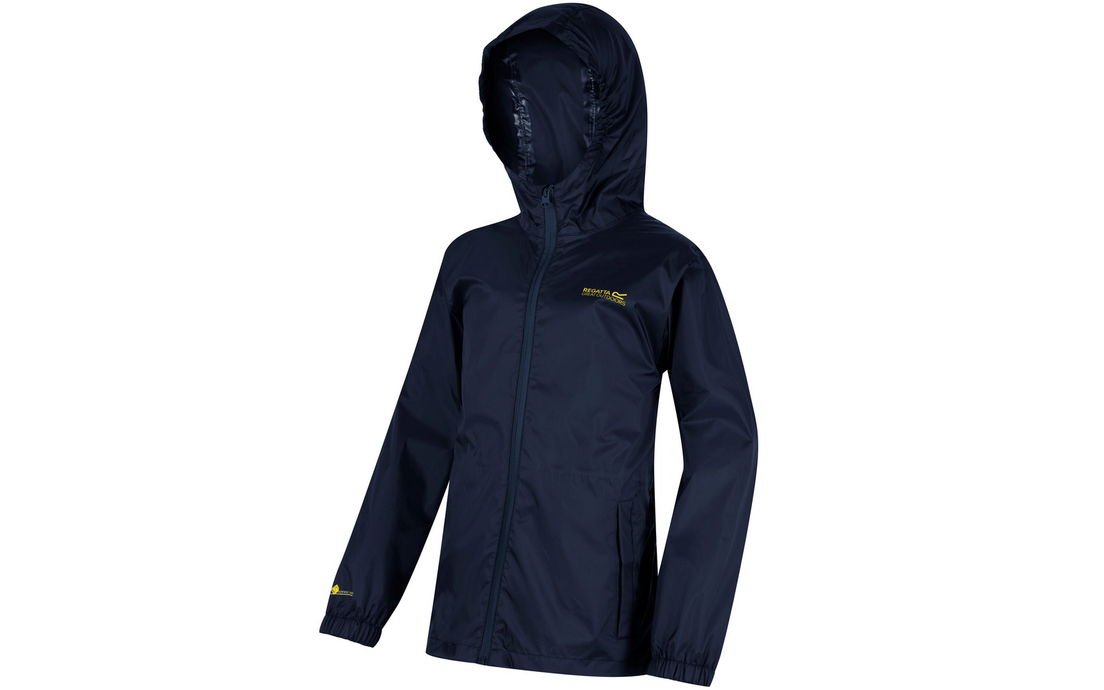 Dunkelblaue Regenjacke mit Kapuze