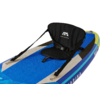Blaues Stand-Up-Paddle mit schwarzem Sitz und Haltegurten