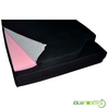 Black foam mattress with pink and gray inner material