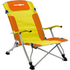 Chaise pliante avec tissu jaune et orange et cadre gris