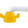 White curved plastic pipe with yellow connector