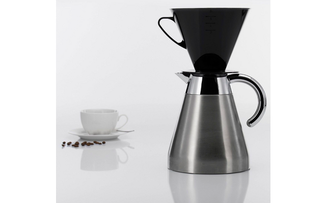 Coffee pot and coffee filter on white background