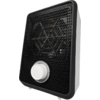 Black portable heater with white dial on the front