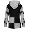 Schwarz-weißer Kapuzenpullover mit Blockmuster und langen Ärmeln