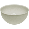 Round beige bowl on white background