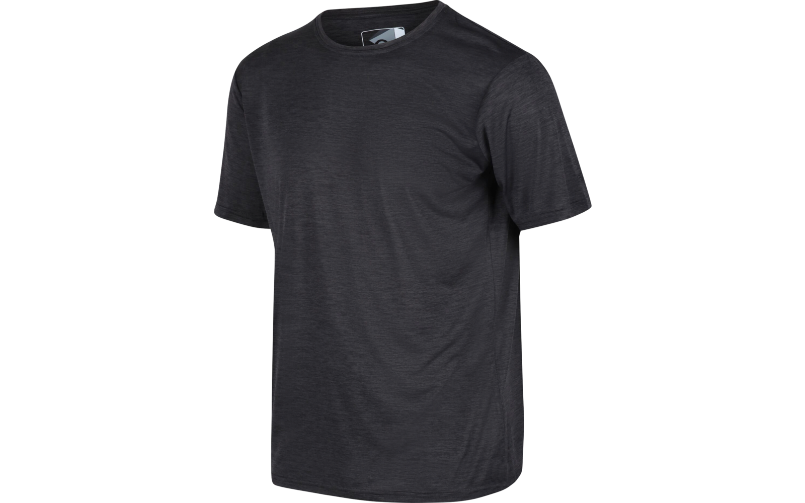 Schwarzes T-Shirt mit kurzem Arm auf weißem Hintergrund