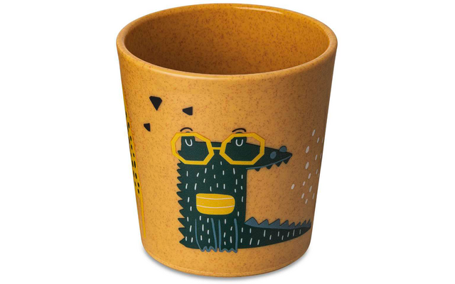 Bruine beker met groen krokodillenmotief