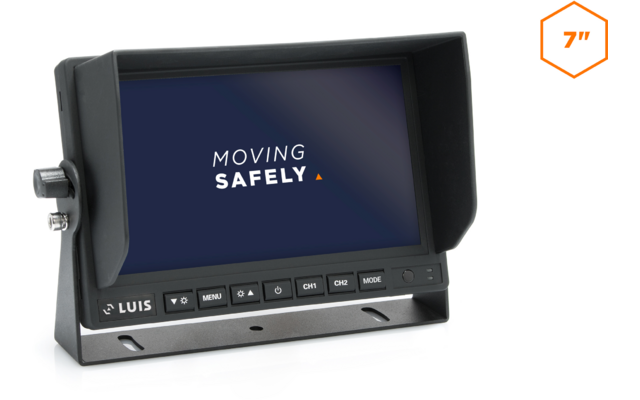 Kleiner Monitor mit schwarzem Rahmen auf einem Ständer, Display zeigt keine aktive Anzeige