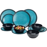 Set de vaisselle en mélamine 12 pcs. Granite bleu / noir Flamefield