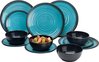Flamefield Granite Geschirr-Set 12-tlg. aqua/schwarz für 4 Personen