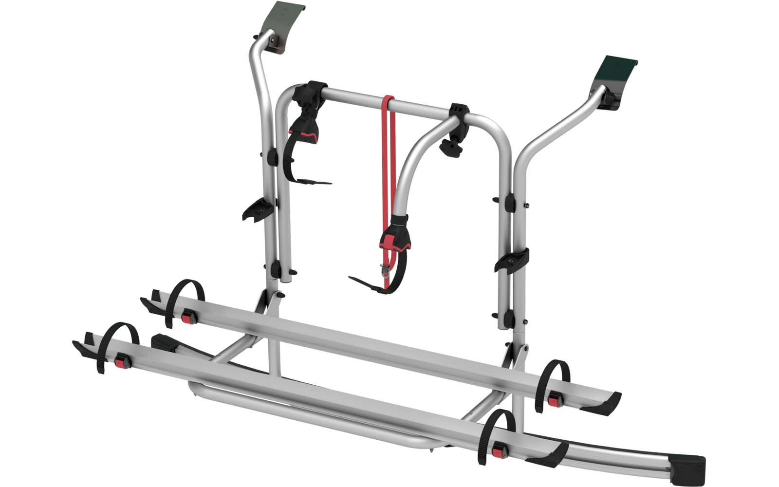 Fahrradheckträger aus Metall mit Halterungen und Spanngurten