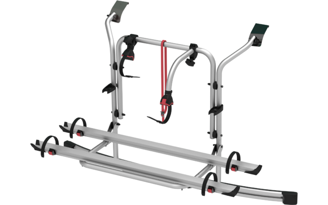 Fahrradheckträger aus Metall mit Halterungen und Spanngurten