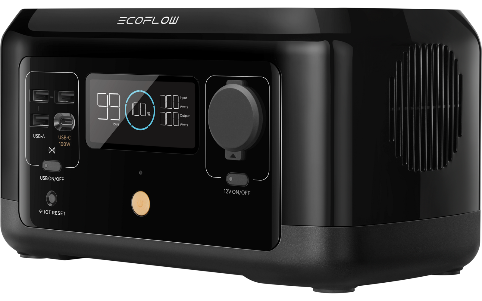 Schwarzes Radio mit Lautsprecher und Display