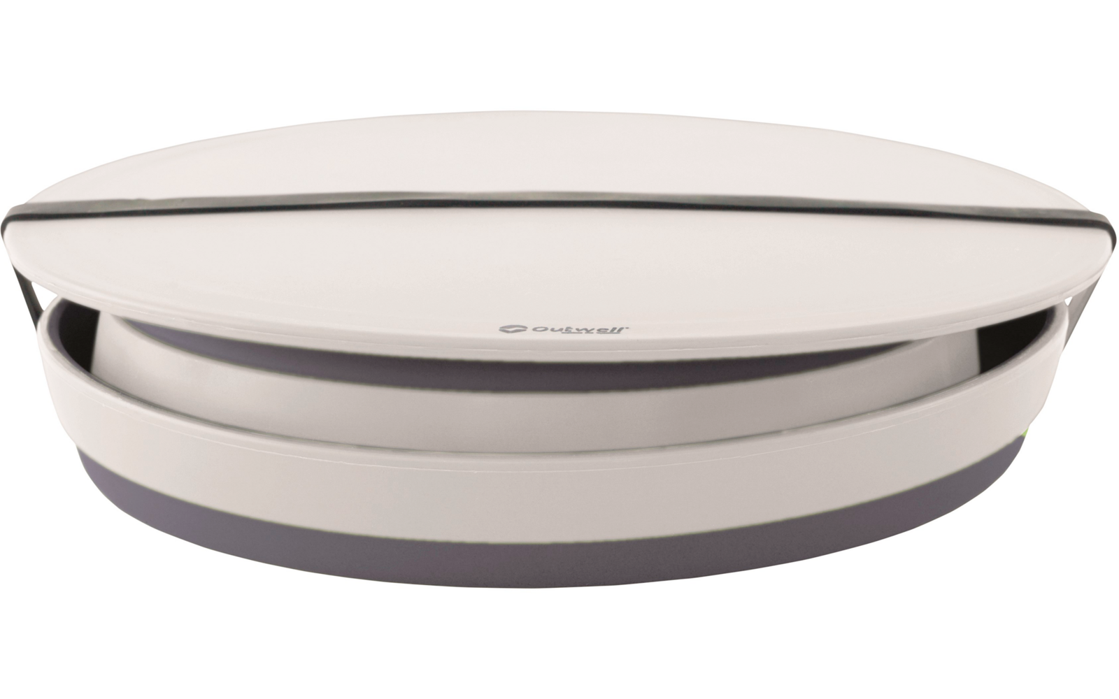 Weiße, ovale elektrische Küchenwaage auf weißem Hintergrund