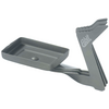 Gray metal grill pan with handle and logo