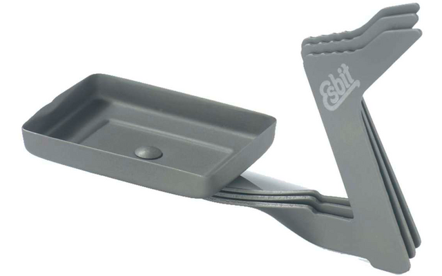 Gray metal grill pan with handle and logo