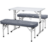 Table de camping pliable avec deux bancs gris