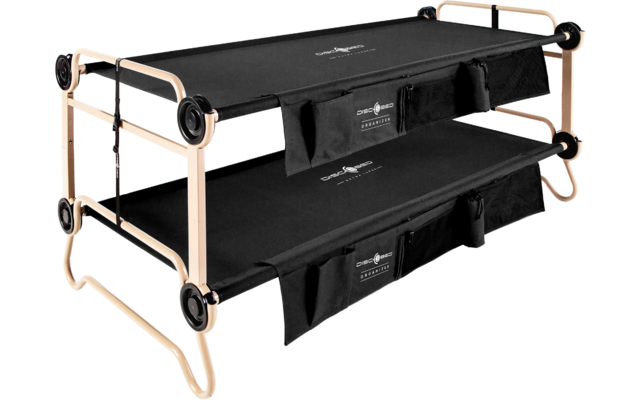 Black two-tier stool on beige-gold metal frame