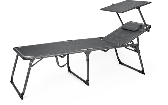 Klappbare Liege aus Metall mit verstellbarer Rückenlehne und zusätzlichem Aufsatz