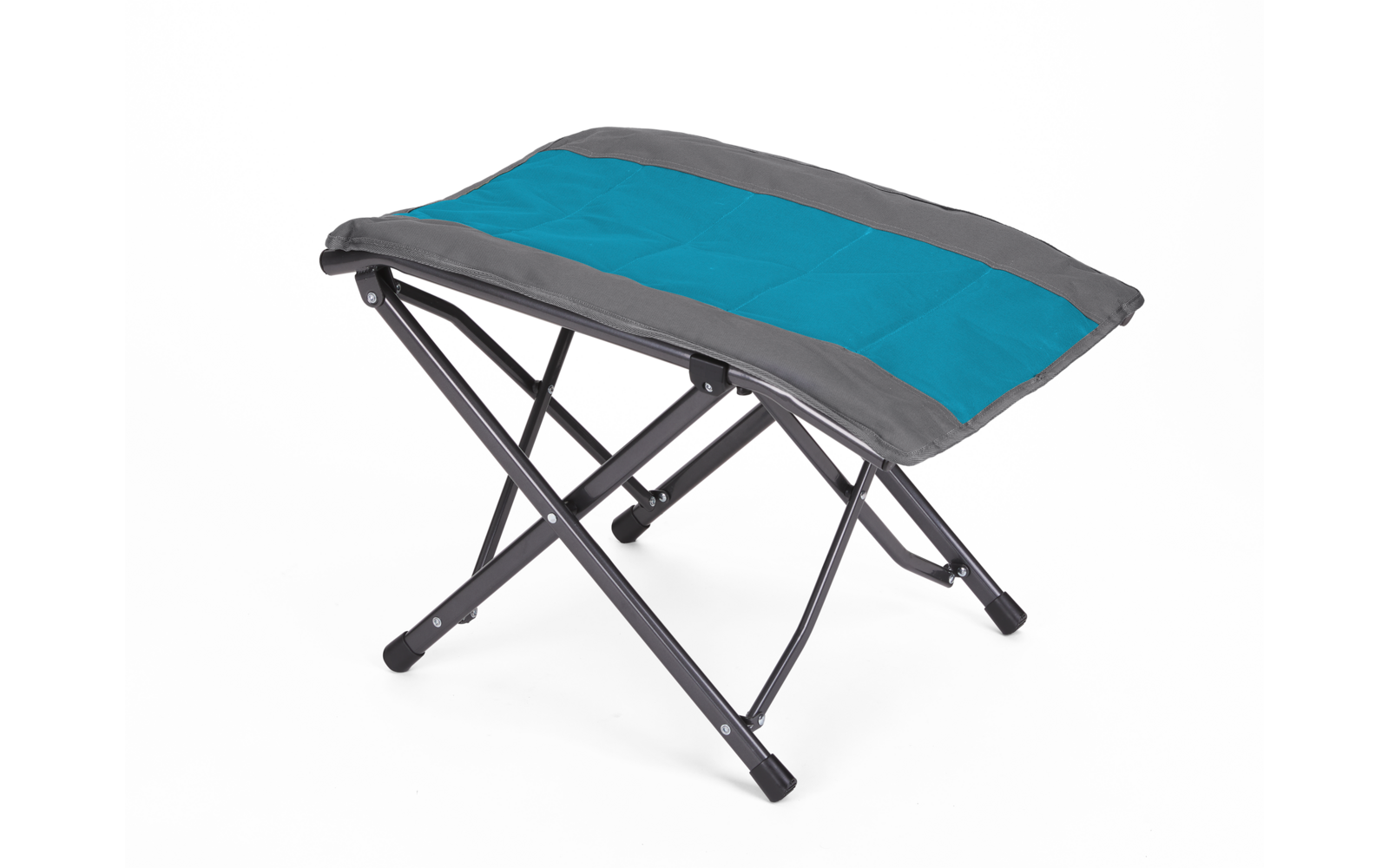 Zusammenklappbarer Hocker mit blau-grauem Sitz