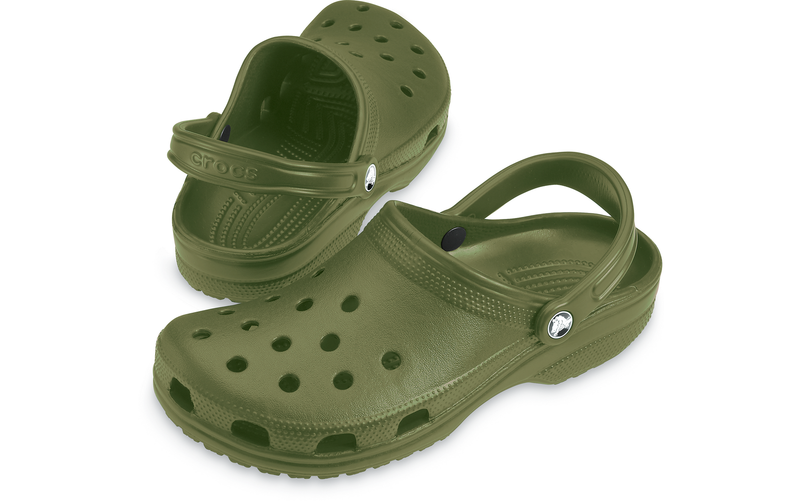 Grüne Clogs mit Belüftungslöchern und verstellbaren Fersenriemen