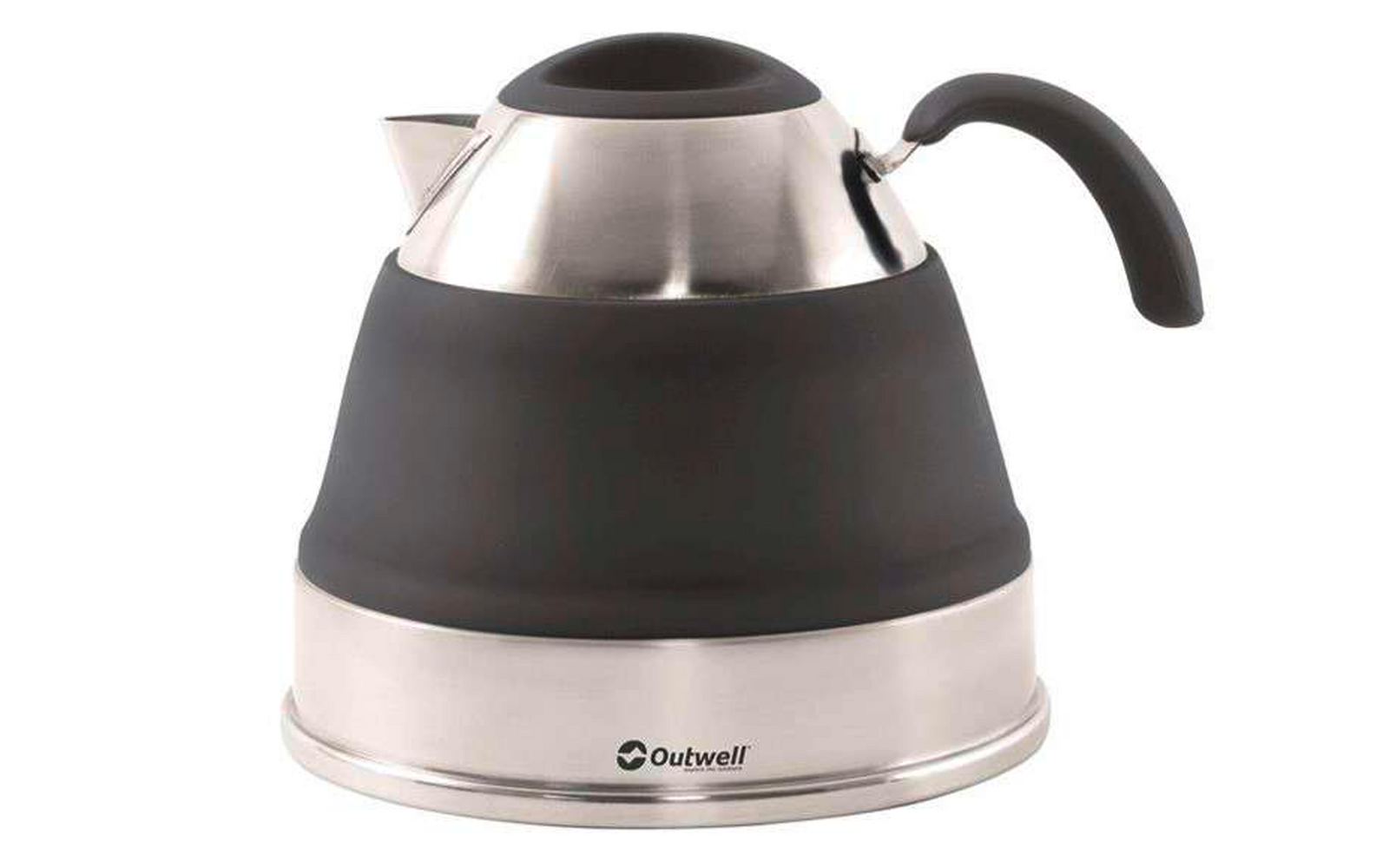 Electric stainless steel kettle with black handle and silver base