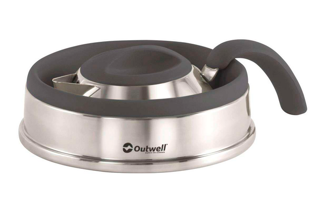 Stainless steel camping stove with black handle