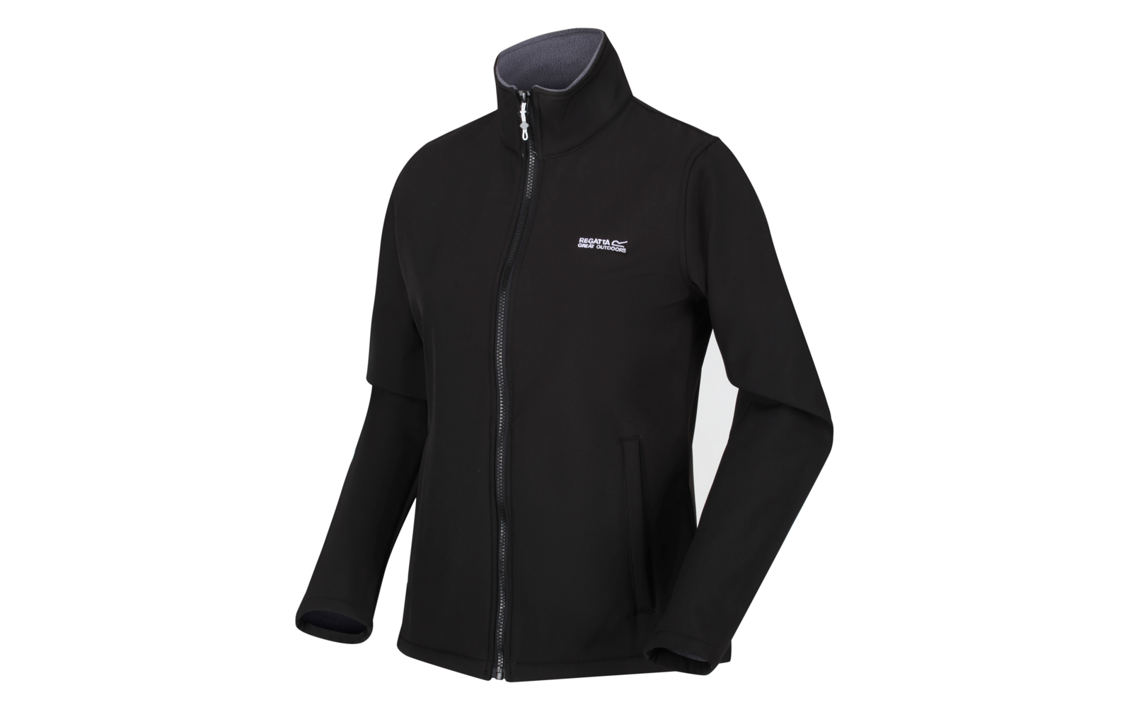 Schwarze Jacke mit Reißverschluss und Stehkragen