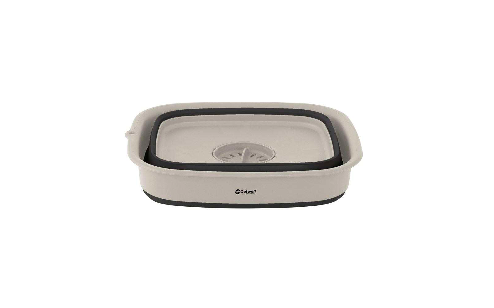 Rechteckige klappbare Aufbewahrungsbox aus Kunststoff mit grauem Deckel