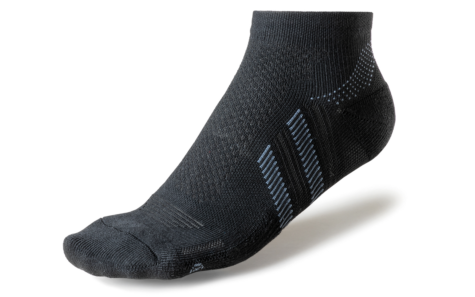 Schwarze Sportsocke mit grauen Streifen