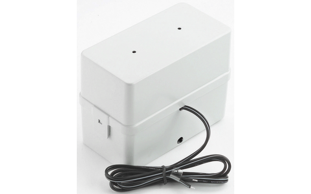 White electronic device with cable on white background