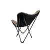 Folding chair with black frame and brown seat cover