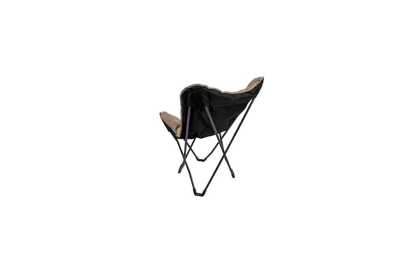 Folding chair with black frame and brown seat cover
