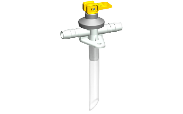 Plastic pump with yellow head and transparent tube