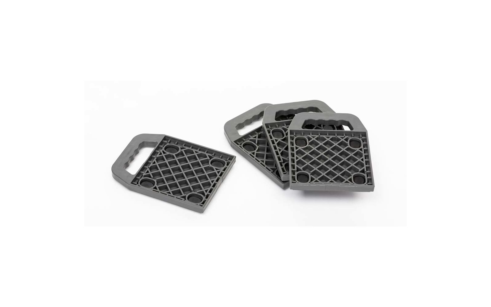 Two gray plastic cases with grid patterns, one open and one closed