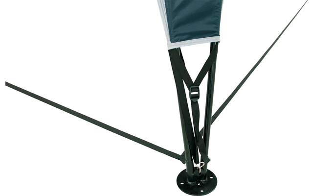 Schwarzes Stativ mit drei ausgebreiteten Beinen und einem verbundenen Mittelteil