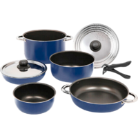 Berger aluminium pannenset stapelbaar blauw - 9-delige set