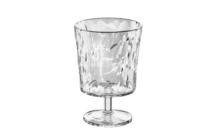 Duidelijk glas met facetpatroon op een korte steel met ronde voet